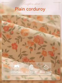 HKM-0136637 Autumn Cat Dress with Floral Design and Matching Doll Hat, Warm Skirt for Cats