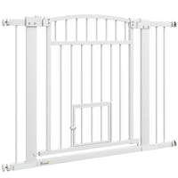 HKM-0137533 Extra Wide Walk Through Dog Gate with Cat Door and Extension Kits, 30.3" High, Adjustable 29.9"-40.9" Width