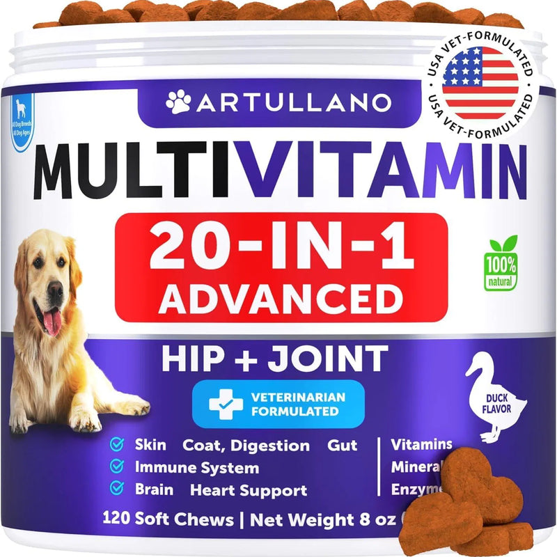 HKM-0137917 20-in-1 Chewable Dog Multivitamins with Glucosamine for Joint Support, Gut Health, & Skin Care - Suitable for All Ages, 120 Chews