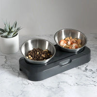 HKM-0138045 Elevated Easy Clean Stainless Steel Double Pet Food and Water Bowl with Adjustable Design