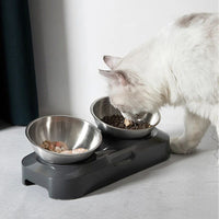 HKM-0138045 Elevated Easy Clean Stainless Steel Double Pet Food and Water Bowl with Adjustable Design