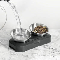 HKM-0138045 Elevated Easy Clean Stainless Steel Double Pet Food and Water Bowl with Adjustable Design