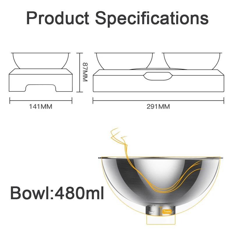 HKM-0138045 Elevated Easy Clean Stainless Steel Double Pet Food and Water Bowl with Adjustable Design