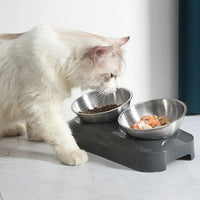 HKM-0138045 Elevated Easy Clean Stainless Steel Double Pet Food and Water Bowl with Adjustable Design