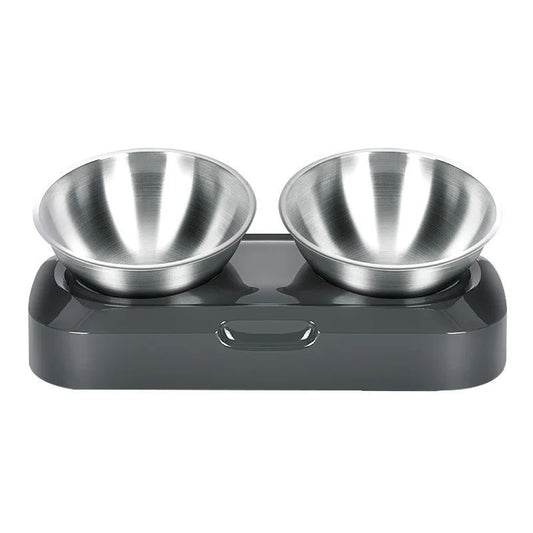 HKM-0138045 Elevated Easy Clean Stainless Steel Double Pet Food and Water Bowl with Adjustable Design