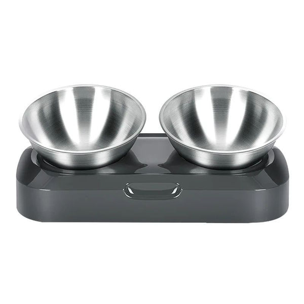HKM-0138045 Elevated Easy Clean Stainless Steel Double Pet Food and Water Bowl with Adjustable Design