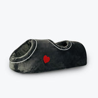 HKM-0138301 Double-Hole Flannel Cat Nest - Grey Heart, Brown Meteor, Silver-White Heart - Size 80X30X26CM