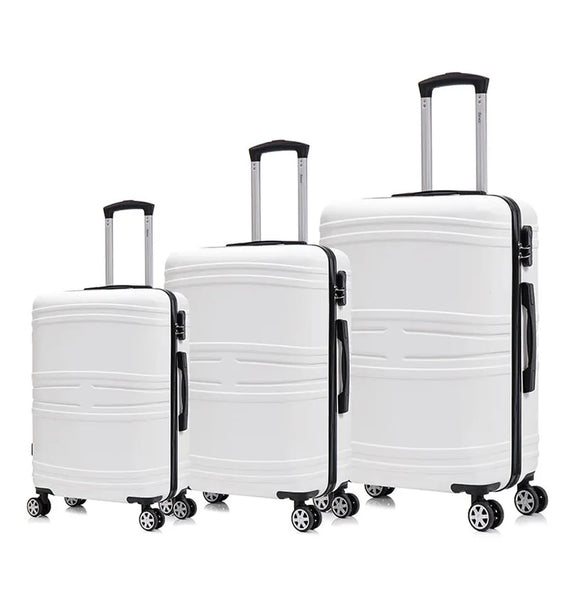 HKM-013843 Fashionable 3-Piece Travel Trolley Suitcase Set with Double Wheels – 20"/24"/28" Sizes