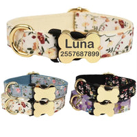 HKM-013843 Nylon Printed Grid Design Dog Collar with Bone Buckle