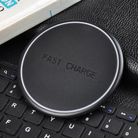 HKM-013843 Round 10W Fast Wireless Charger with Micro USB Input, Black Color, CE FCC ROHS Certified