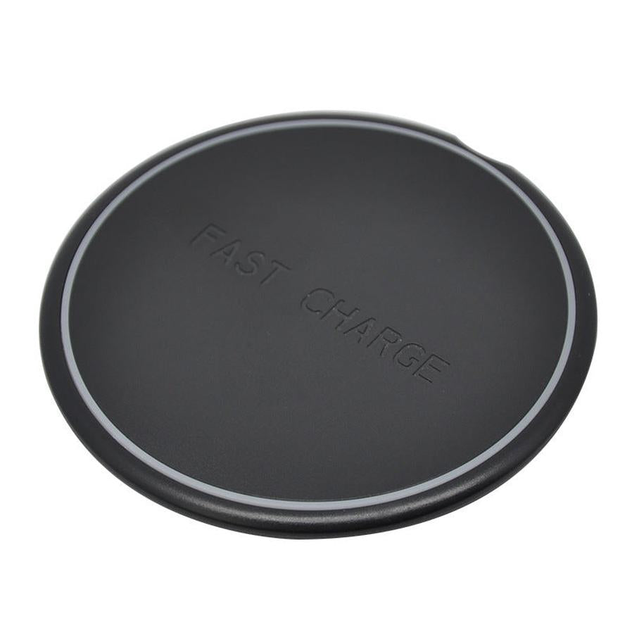 HKM-013843 Round 10W Fast Wireless Charger with Micro USB Input, Black Color, CE FCC ROHS Certified