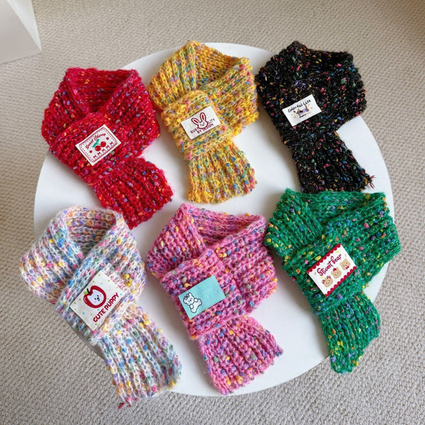 HKM-0139453 Knitted Velvet Yarn Bib and Saliva Towel for Dogs, All-Season, Multiple Colors, Two Sizes Available