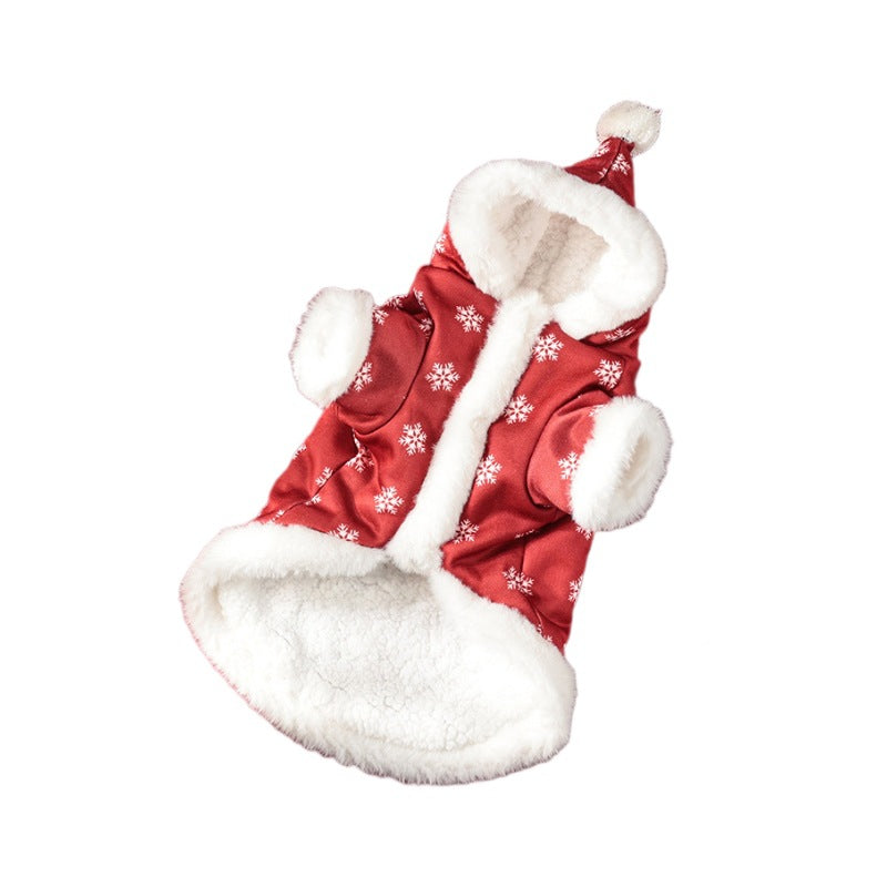 HKM-0142397 Christmas Fleece-Lined Pet Clothing in Red and Green, Thickened Design for Comfortable Wear