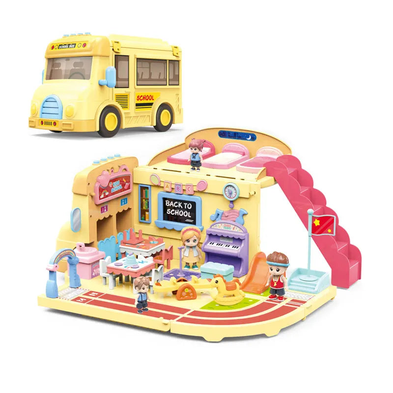 HKM-014291 Free-Wheel Music School Bus Toy for Pretend Play - Ages 2-7 Years