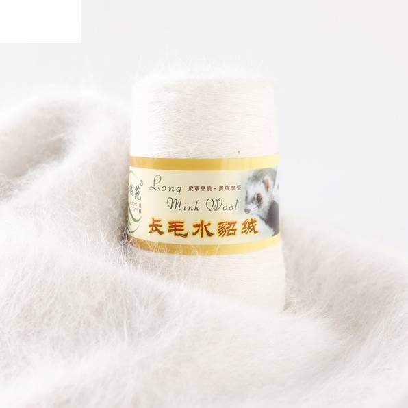 HKM-014291 Hand-Knitted Medium Thick Mink Scarf - Soft Woolen Cone Yarn