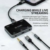 HKM-014355 3 in 1 Sound Card Converter for Mobile Livestreaming - 3.5mm Audio Adapter for Phones