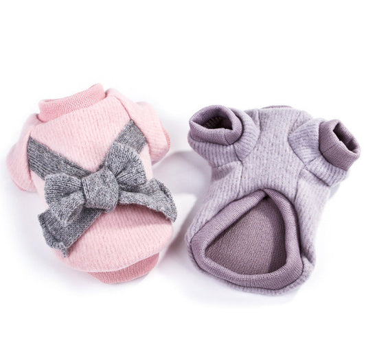 HKM-014483 Brushed Cloth Bow Pet Clothes – Stylish and Comfortable Outfits for Your Furry Friends