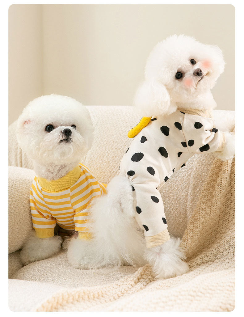 HKM-0145981 Cozy Velvet Cat Clothes in Polka Dot, Striped, and Bear Designs for All Sizes