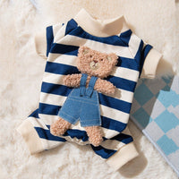 HKM-0145981 Cozy Velvet Cat Clothes in Polka Dot, Striped, and Bear Designs for All Sizes