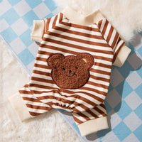 HKM-0145981 Cozy Velvet Cat Clothes in Polka Dot, Striped, and Bear Designs for All Sizes