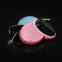 HKM-0147389 Diamond-Studded Automatic Telescopic Dog Traction Belt - 3m Flat Belt for Pets Under 15kg