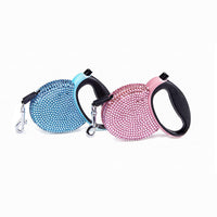 HKM-0147389 Diamond-Studded Automatic Telescopic Dog Traction Belt - 3m Flat Belt for Pets Under 15kg