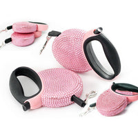 HKM-0147389 Diamond-Studded Automatic Telescopic Dog Traction Belt - 3m Flat Belt for Pets Under 15kg
