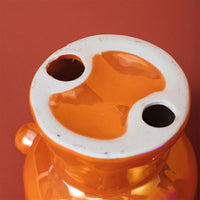 HKM-0147773 Ceramic Cat Food Bowl with Elevated Design - Available in Bright White and Colorful Orange