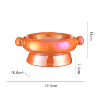 HKM-0147773 Ceramic Cat Food Bowl with Elevated Design - Available in Bright White and Colorful Orange