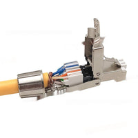 HKM-014803 Shielded CAT6A Modular Plug - 10 Gigabit Pressure-Free Network Connector, 74mm Size