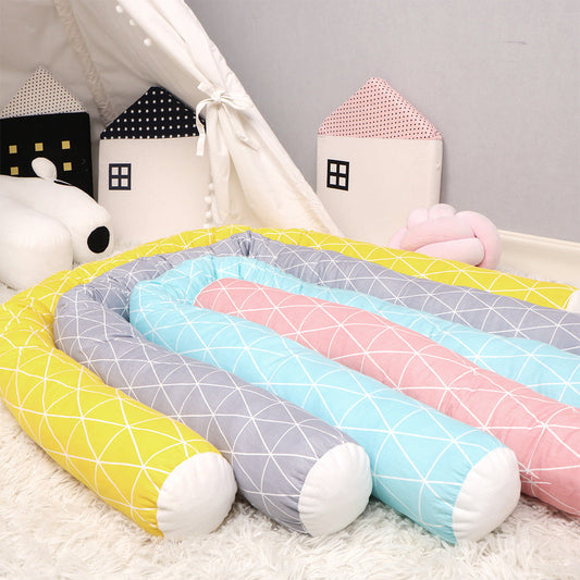 HKM-014931 Plaid Children's Bed with Baby Anti-Collision Soft Pillow Protection