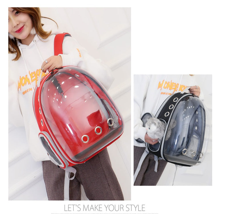 HKM-0149821 Transparent Cat Backpack Space Capsule - Durable Oxford Material, Multiple Colors Available
