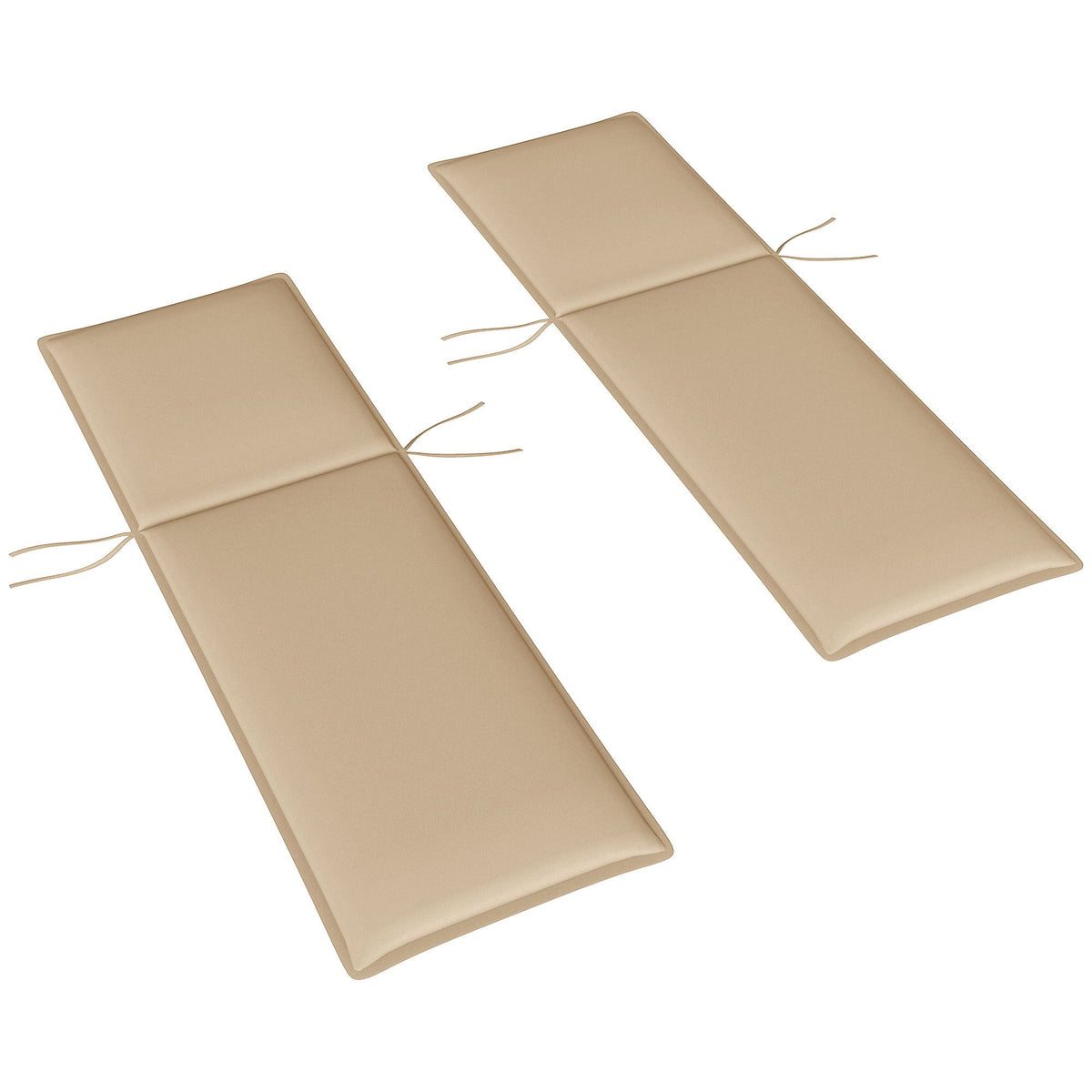 HKM-014995 Beige Foldable Outdoor Lounge Chair Cushion Set of 2, UV-Resistant and Splash-Proof, 76"x23" Dimensions