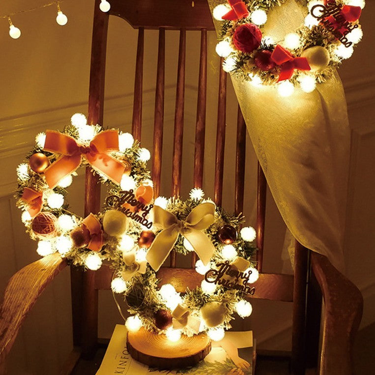 HKM-015059 Multicolor LED String Light Christmas Wreath with Pine Cones and Berries