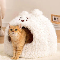 HKM-0150845 Cozy Velvet Pet Nest for Cats and Dogs - Warm Winter Yurt Design in 3 Sizes