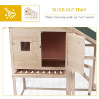 HKM-0151229 56" Wooden 2-Tier Rabbit Hutch with Enclosed Living Space and Ramp Access