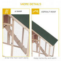 HKM-0151229 56" Wooden 2-Tier Rabbit Hutch with Enclosed Living Space and Ramp Access