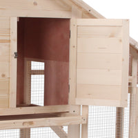 HKM-0151229 56" Wooden 2-Tier Rabbit Hutch with Enclosed Living Space and Ramp Access