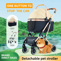 HKM-015123 Foldable 2-in-1 Pet Stroller for Dogs and Cats with Detachable Design