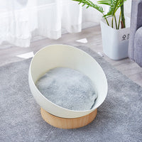 HKM-0151613 Universal Multifunctional Cat Nest Turntable with White Wood Grain Base
