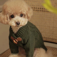 HKM-015187 Cozy Knitted Sweater for Schnauzers - Casual Style Dog Clothes in Green, White, and Brown