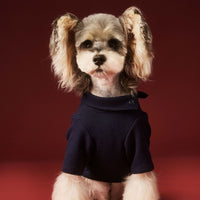HKM-0152125 Cozy Waffle Four-Legged Pet Clothing for Autumn and Winter in Beige and Navy Blue