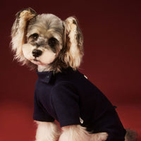 HKM-0152125 Cozy Waffle Four-Legged Pet Clothing for Autumn and Winter in Beige and Navy Blue