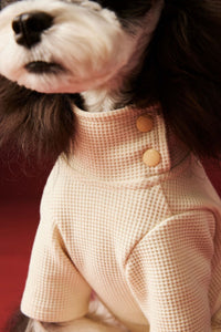 HKM-0152125 Cozy Waffle Four-Legged Pet Clothing for Autumn and Winter in Beige and Navy Blue