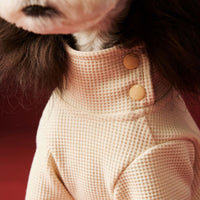HKM-0152125 Cozy Waffle Four-Legged Pet Clothing for Autumn and Winter in Beige and Navy Blue