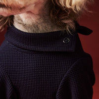 HKM-0152125 Cozy Waffle Four-Legged Pet Clothing for Autumn and Winter in Beige and Navy Blue