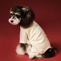 HKM-0152125 Cozy Waffle Four-Legged Pet Clothing for Autumn and Winter in Beige and Navy Blue