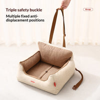 HKM-0152381 Light Coffee Dog Car Seat Cushion for Small to Medium-Sized Dogs - Safety and Comfort in the Front Seat