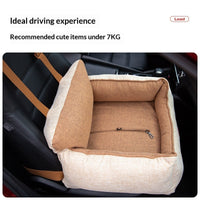 HKM-0152381 Light Coffee Dog Car Seat Cushion for Small to Medium-Sized Dogs - Safety and Comfort in the Front Seat