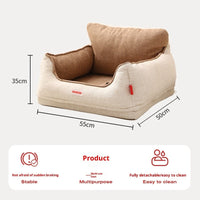 HKM-0152381 Light Coffee Dog Car Seat Cushion for Small to Medium-Sized Dogs - Safety and Comfort in the Front Seat